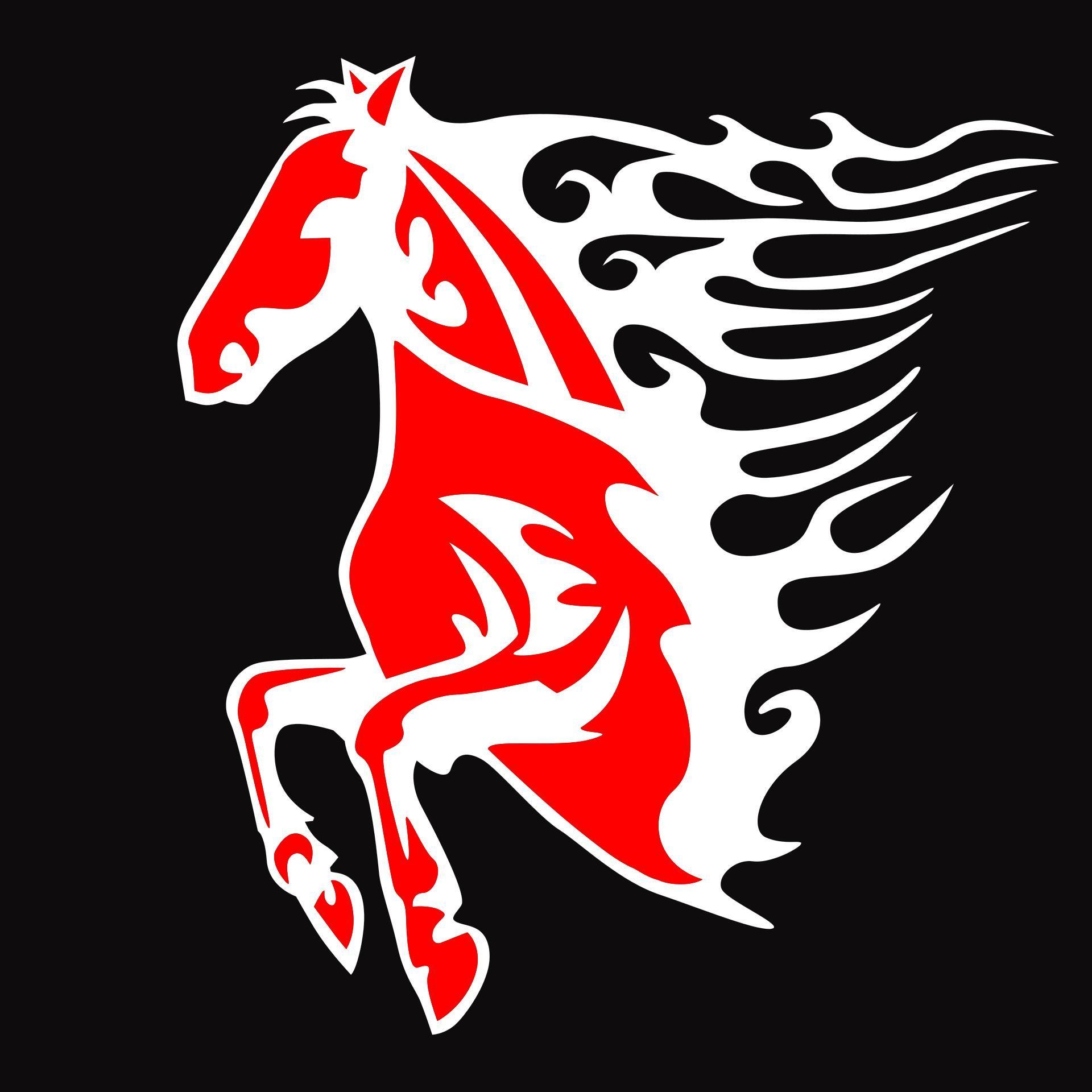 Red White Flame Logo - Red White Flame Horse Clipart - Design Droide