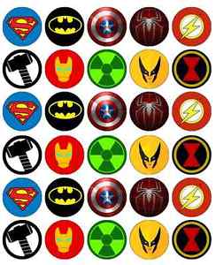 X Superhero Logo - 30 x Superhero Logos Cupcake Toppers Edible Birthday Paper Fairy ...