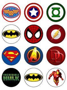 X Superhero Logo - 24 x Superhero Logos Edible Cupcake Toppers Pre-Cut | Super Heros ...