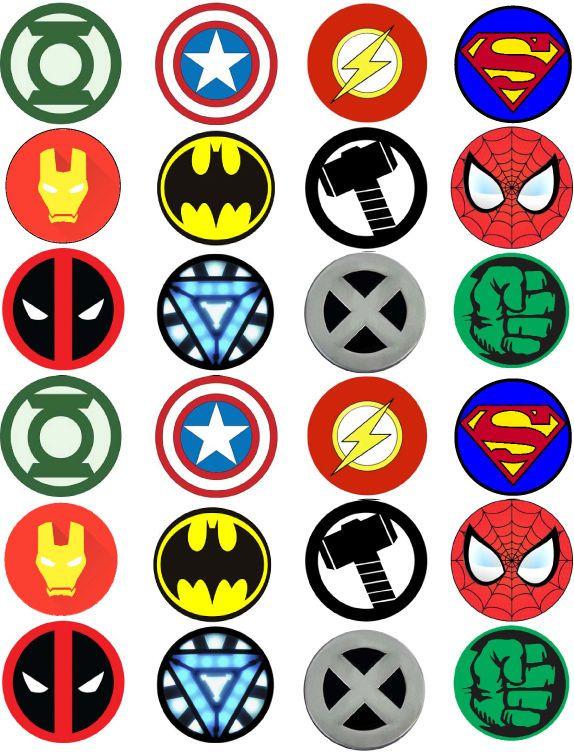 X Superhero Logo - Super Hero Marvel Logos Logo Edible Cupcake Cake Wafer Toppers x 24 ...