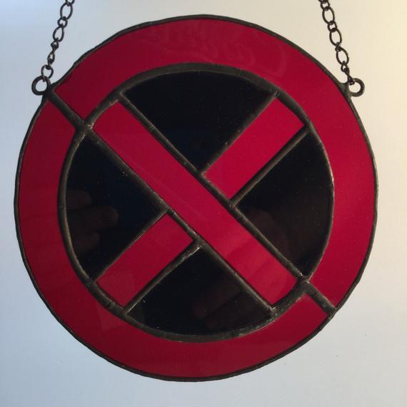 X Superhero Logo - Stained Glass X-Men Superhero Logo Window Hanger. Marvel | Etsy