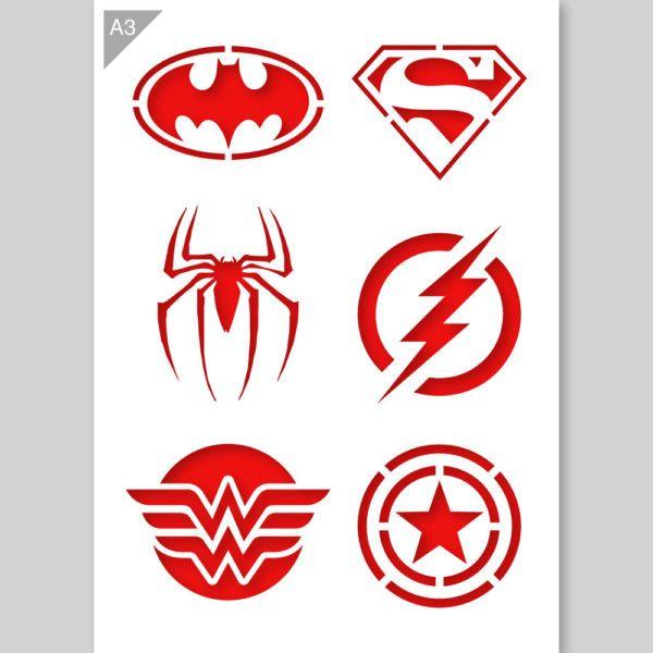 X Superhero Logo - Superhero Logos Stencil - A3 42 x 29,7cm / 16.5 x 11.7