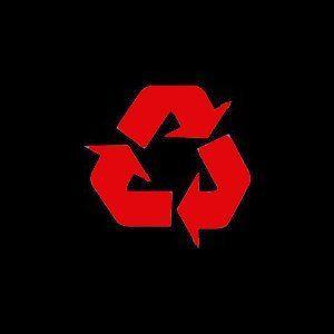 Red Recycle Logo - Recycling Symbol RED vinyl cut-out sticker 4.5