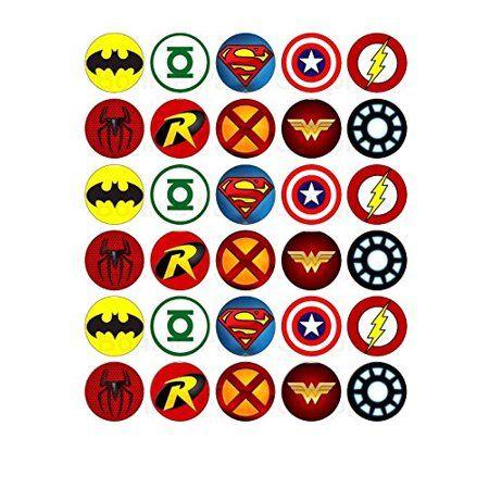 X Superhero Logo - 30 x Superhero Logos Edible Cupcake Toppers - Walmart.com