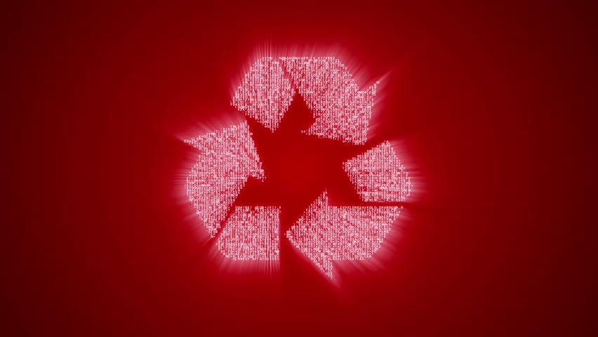 Red Recycle Logo - Numbers And Symbols Form A Stock Footage Video 100% Royalty Free