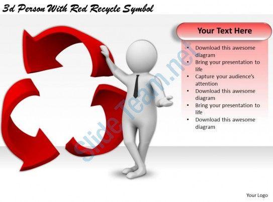 Red Recycle Logo - 3D Person With Red Recycle Symbol Ppt Graphics Icon Powerpoint
