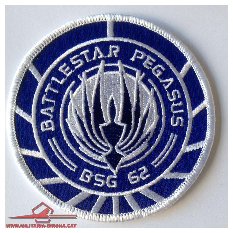 Battlestar Pegasus Logo - battlestar-pegasus-bsg-62-blue-embroided-white-fabric-patch-39-10-cm