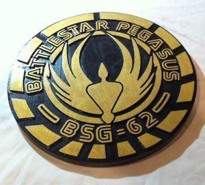 Battlestar Pegasus Logo - Battlestar Pegasus 3D routed carved wood bar pub prop Galactica ...