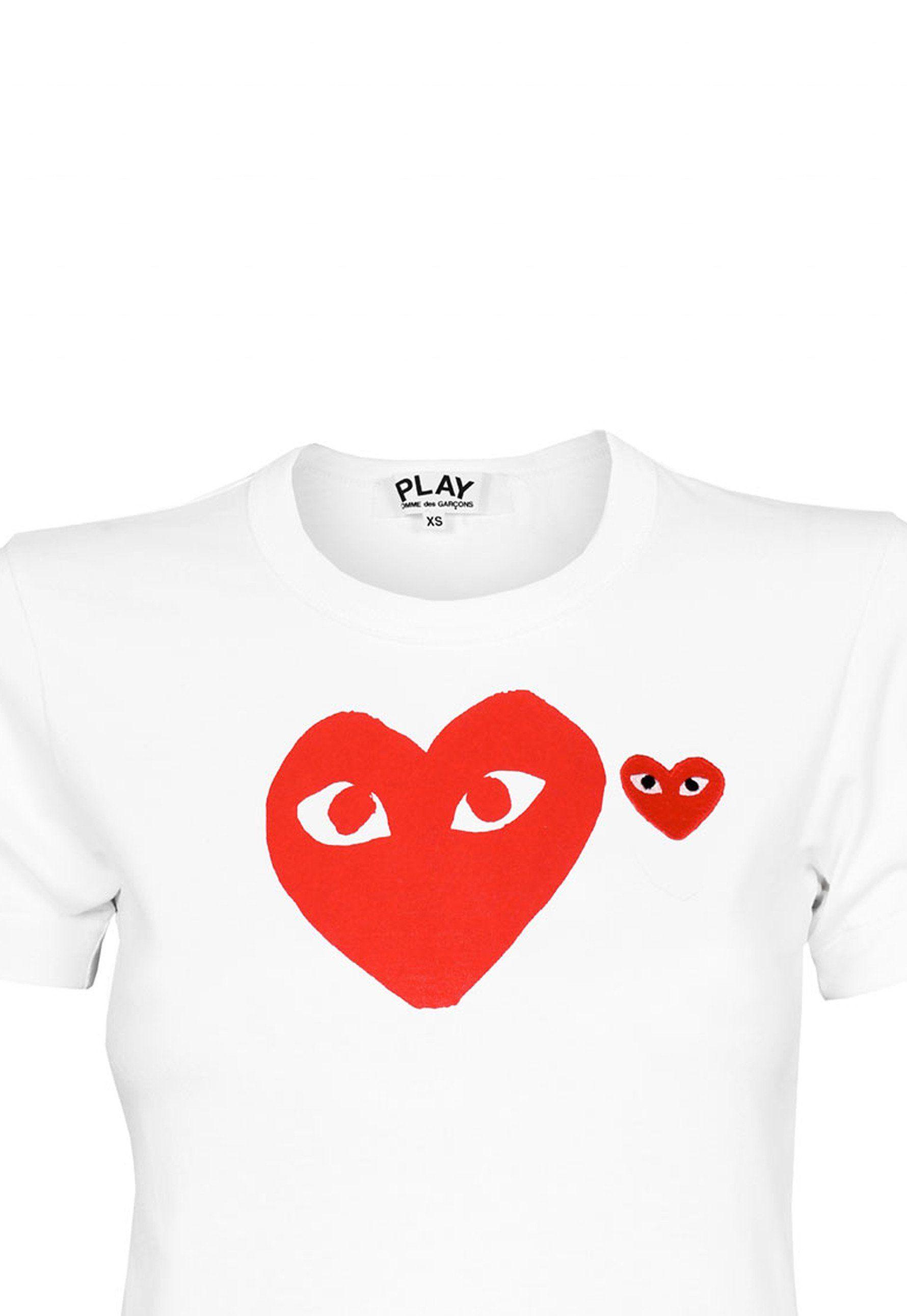 Heart with Red Eyes Logo - Comme Des Garcons PLAY Ladies Red Heart Red Eyes T-Shirt | White Red ...