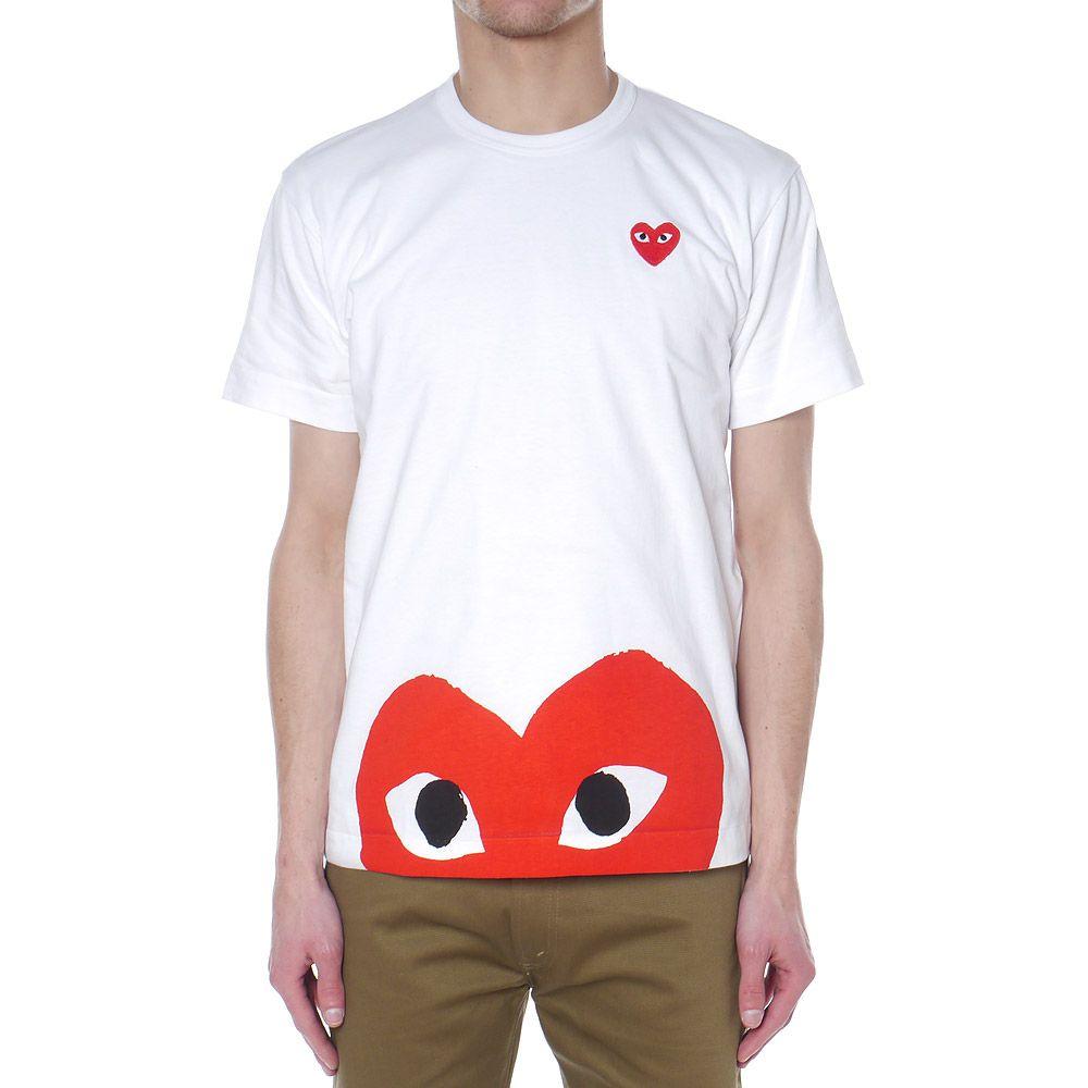 Heart with Red Eyes Logo - Comme des Garcons PLAY Cotton Jersey Print Red Emblem Bottom Heart ...