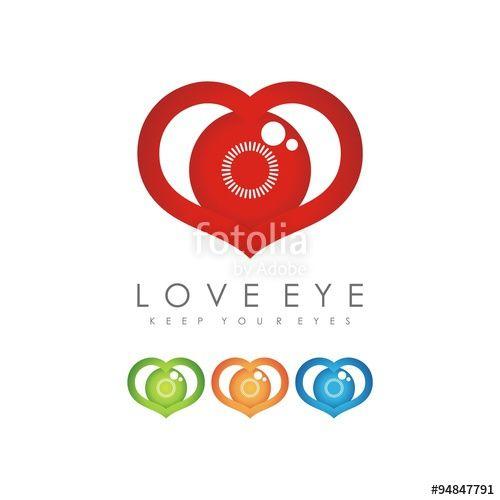 Heart with Red Eyes Logo - Heart Eye Logo Design Vector. Heart in the eye symbol icon. Vector