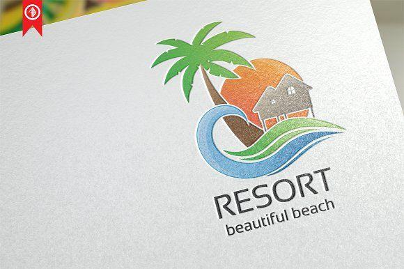 Beautiful Beach Logo - Resort / Beach Template Logo Templates Creative Market