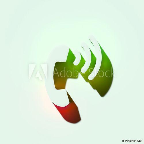 Telephone White with Green Logo - White Volume Control Phone Icon. 3D Illustration of White Phone ...