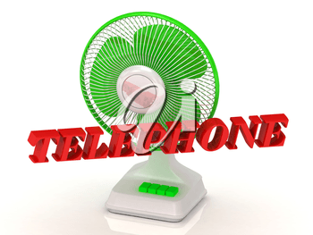 Telephone White with Green Logo - TELEPHONE- Green Fan propeller and bright color letters on a white ...