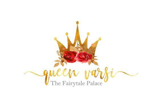 Gold Crown Logo - Queen logo Crown logo Princess logo Gold crown logo Floral