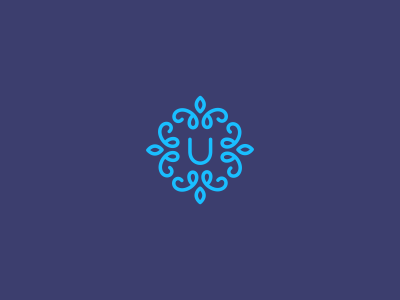 Floral Blue U Logo - U / ornament / floral logo design symbol. design: branding + logos