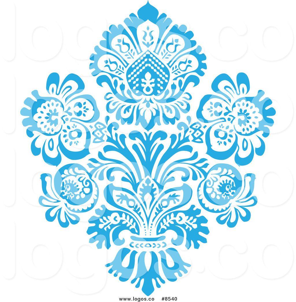 Blue Floral U Logo - Blue patterned u Logos