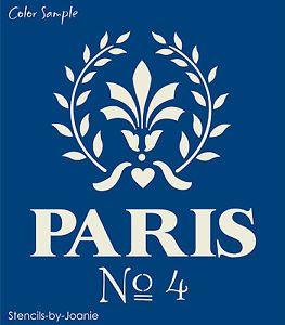 Floral Blue U Logo - Details about Paris No. 4 Stencil French Floral Wreath Laurel Leaves Fleur  Decor Chic U paint