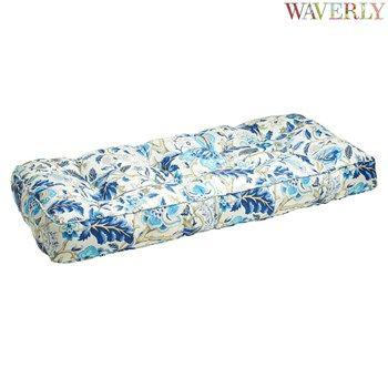 Floral Blue U Logo - Waverly® Blue Floral Indoor/Outdoor Double-U Bench Seat Pad