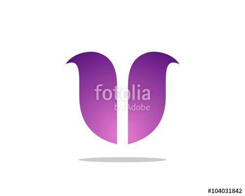 Flower U Logo - Purple Tulip Flower, Letter U Logo Template Stock image and royalty