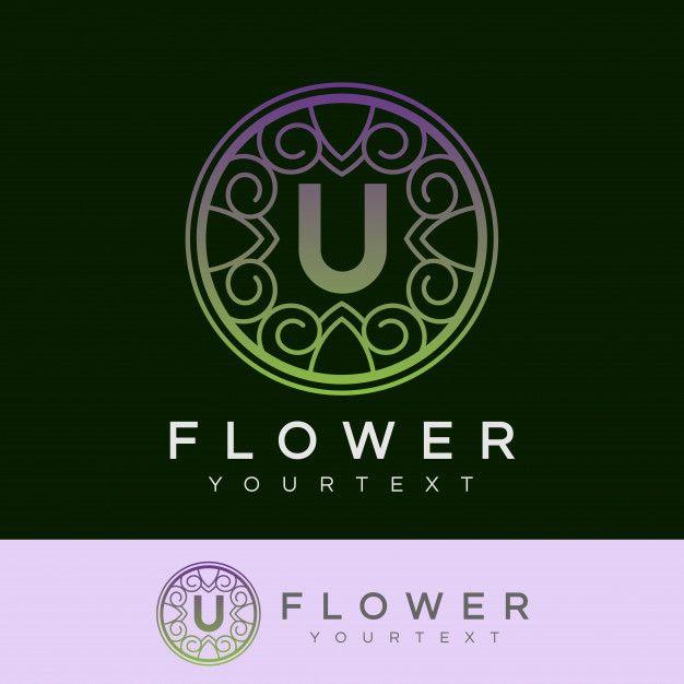 Flower U Logo - Flower initial letter u logo design Vector