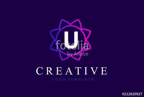 Flower U Logo - Monogram letter U initials logo. Abstract elegant flower logo icon ...