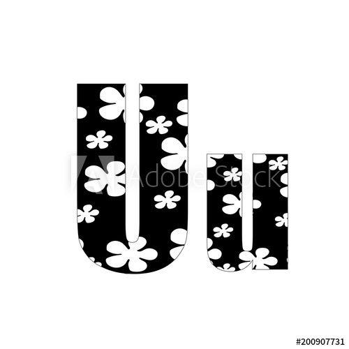 Flower U Logo - Black and white flowers letter U logo design template. Stylish ...