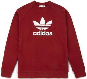 Red Addidas Logo - ADIDAS TREFOIL CREW NECK SWEATSHIRT Red-White logo sweater jumper ...