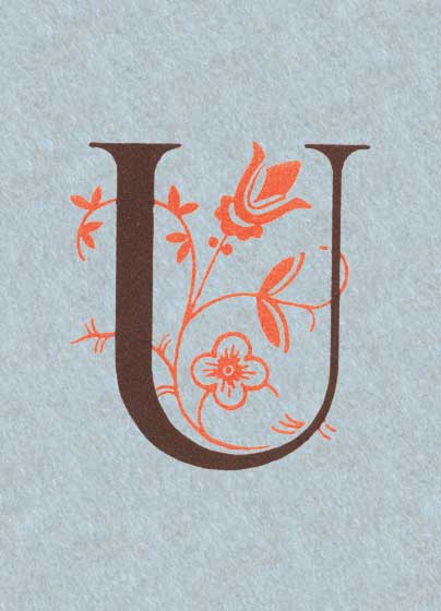 Blue Flowery U Logo - Flowery U | Vintage Typography Graphic Design Greeting Cards