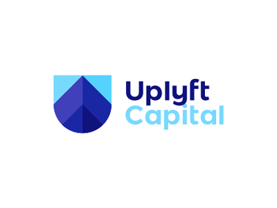 U Symbol Logo - U letter, shield, skyscrapers, arrows, finance logo design