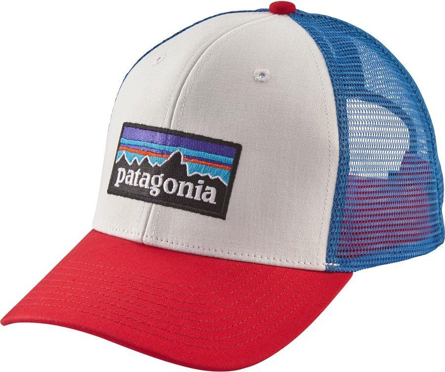 White and Blue P Logo - Patagonia P 6 Logo Cap Trucker Hat, OS White Fire Andes Blue