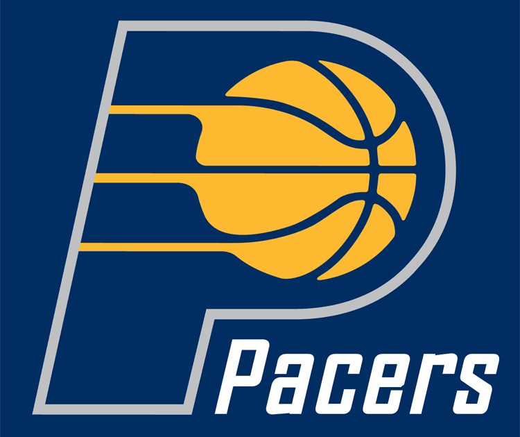 White and Blue P Logo - Indiana Pacers Primary on Dark Logo - National Basketball ...