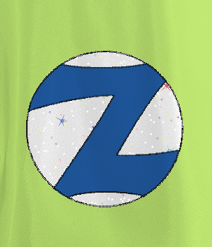 White and Blue Z Logo - lime Kids Cape with white sp. circle and blue Z