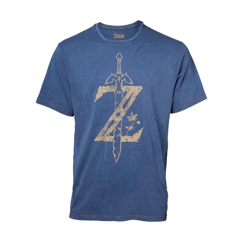 Blue and White Z Logo - NINTENDO Legend of Zelda Breath of the Wild Men's Z Logo Faux Denim ...