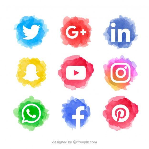 Social Media Logo - Social media logos collection in watercolor style Vector