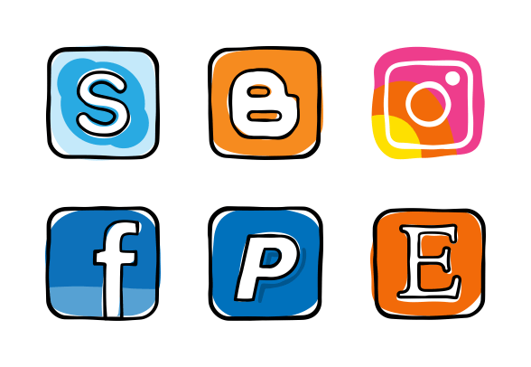 Social Media Logo - Colorful guache social media logos icons