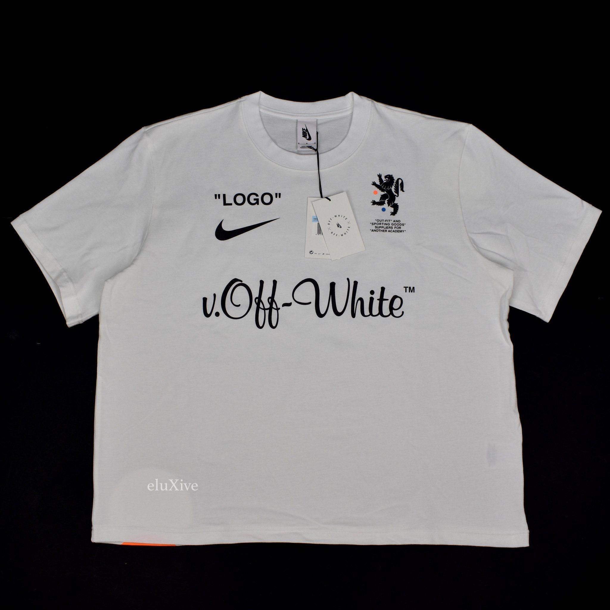 Off Ehite V Logo - Nike x Off-White c/o Virgil Abloh - White Football Logo T-Shirt ...