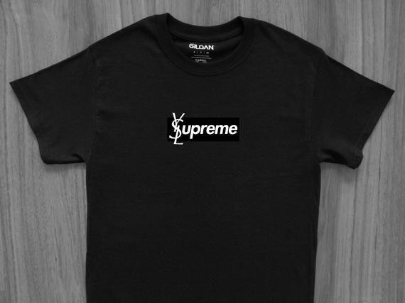 Off White Vlone Logo - Custom YSL Supreme Box Logo T-Shirt Off-White Bape Yeezy Kanye | Etsy