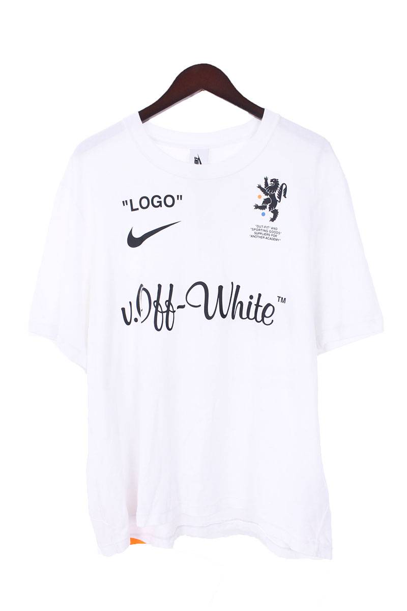 Off White Nike Logo - RINKAN: Off White /OFF WHITE X Nike /NIKE Logo Print T Shirt S