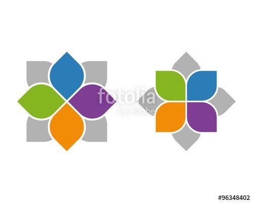 Petal Logo - colorful four petal leaf flower logo v.2 Stock image and royalty