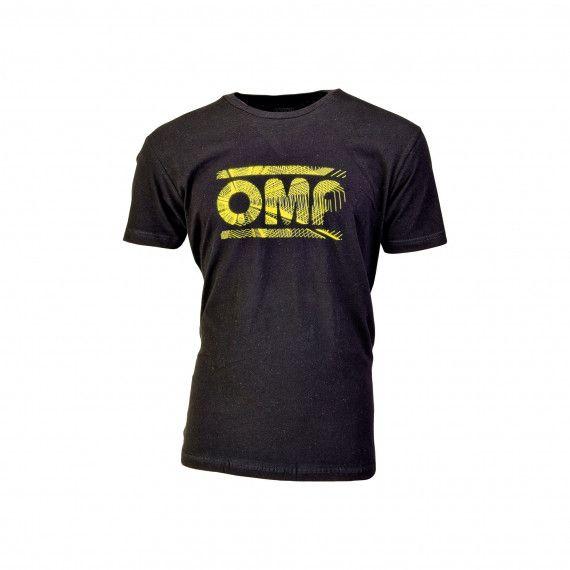 OMP Logo - OMP BLACK T-SHIRT WITH YELLOW LOGO