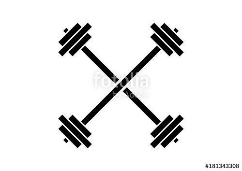 Barbell Logo - Line Art Simple Barbell GYM Cross Illustration Logo Silhouette ...