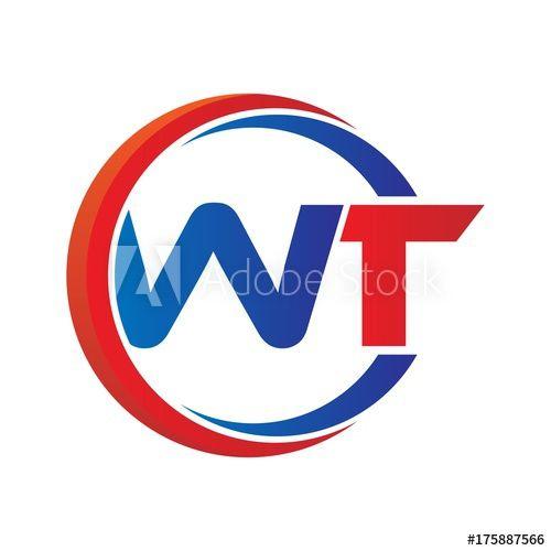 Wt Logo - wt logo vector modern initial swoosh circle blue and red this