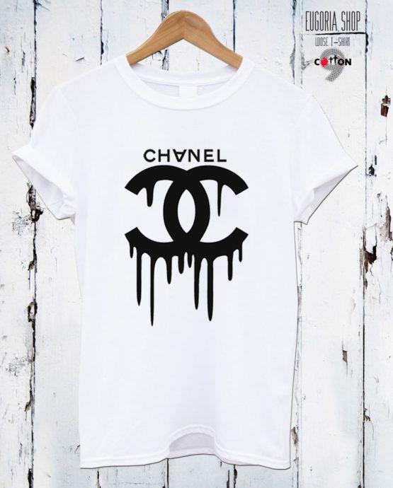 Melting Logo - Chanel T Shirt Melting Logo Print Printing and designs