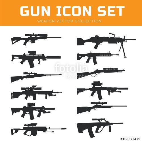 Rifle Logo - Gun icon set. Weapon vector collection, Pistol icon. gun logo. gun