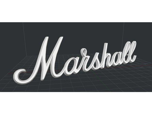 Thingiverse Logo - Marshall Logo (with original bevel and montage pins)
