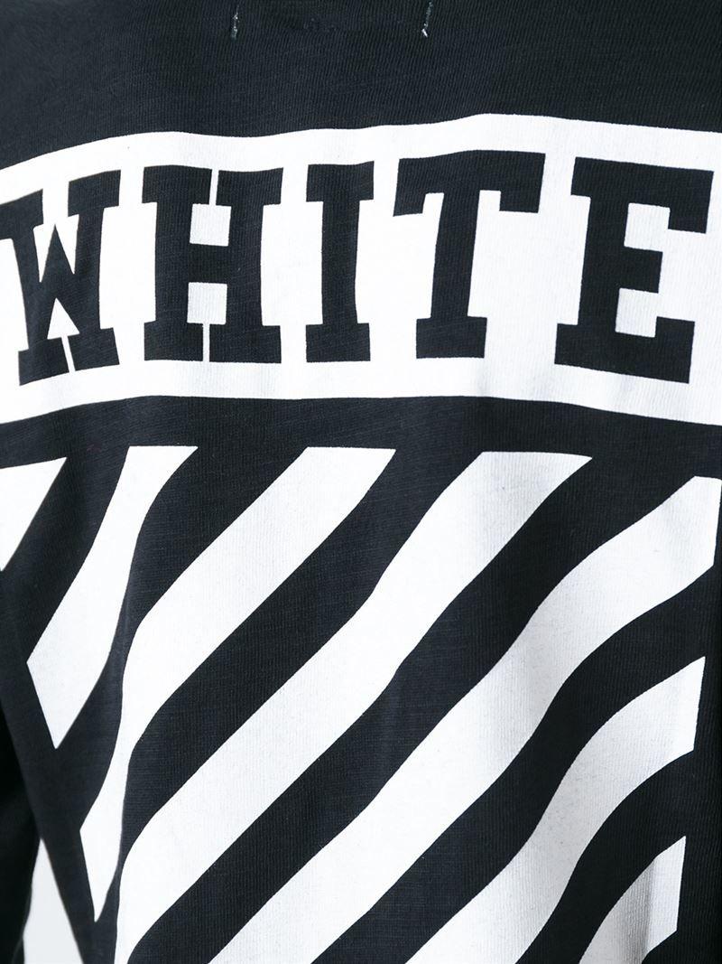Off White Black Logo - Off White C O Virgil Abloh Logo Printed Long Sleeve T Shirt In Black