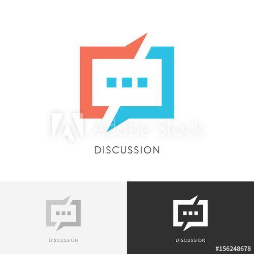 Discussion Logo - Discussion split logo chat symbol. Conversation, dialogue
