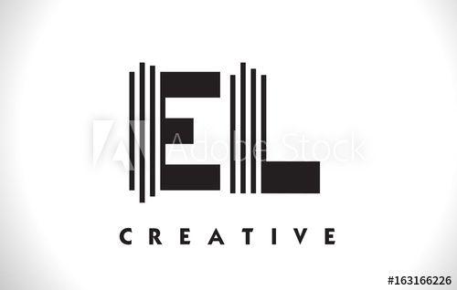 El Logo - EL Logo Letter With Black Lines Design. Line Letter Vector ...