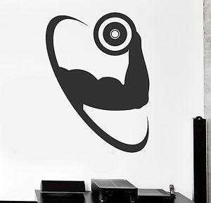 Dumbell Logo - Wall Decal Sports Fitness Gym Dumbbell Logo Bodybuilding Vinyl